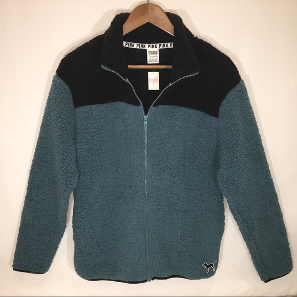 🤍NWT🤍 VS Pink Sherpa Two Tone Full Zip Jacket - Picture 2 of 6